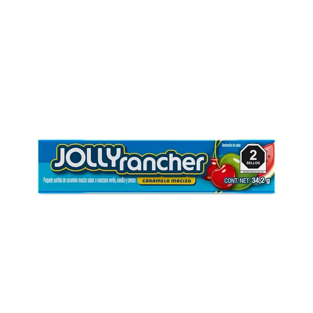 1pza Jolly rancher caramelo macizo sabor a manzana verde, cereza y sandia 32,2g / 528127