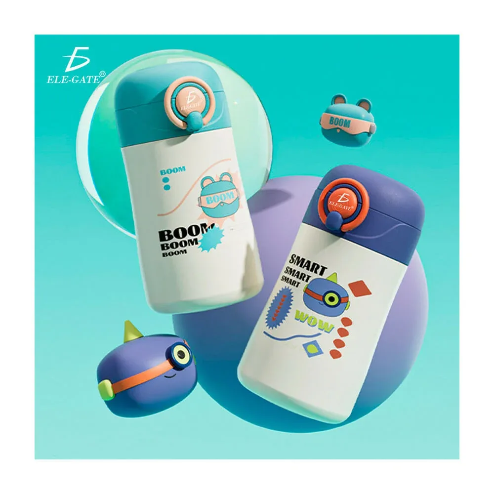 Botella termo ele-gate de broche redondo con diseño temático espacial y popote, variedad de diseños / vas.47.3