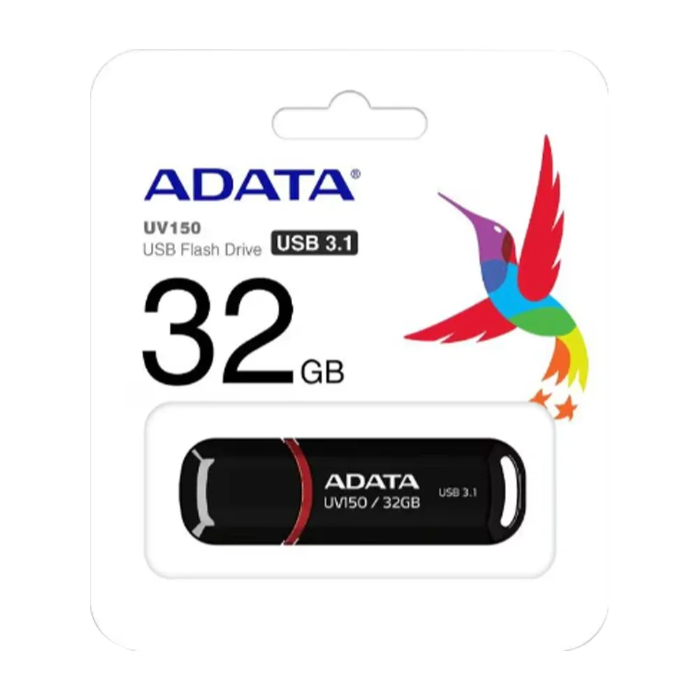 1pza Memoria usb externa de 32gb, con tapadera y hoyuelo para colgar, para computadoras, consolas y/o dispositivos varios / auv150-32g / uv150 / adata