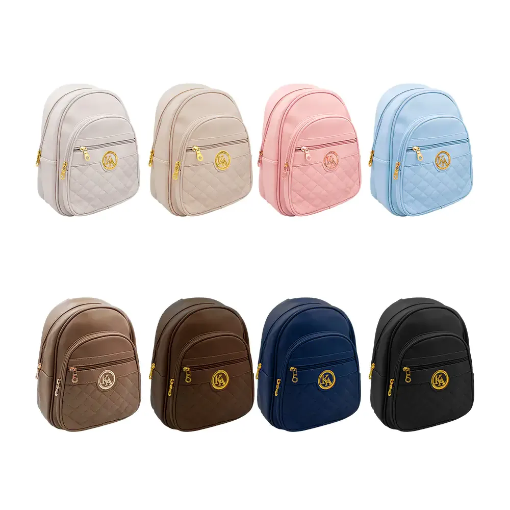 Mochila tipo piel kamel reina con diseño capitonado de 4 compartimentos