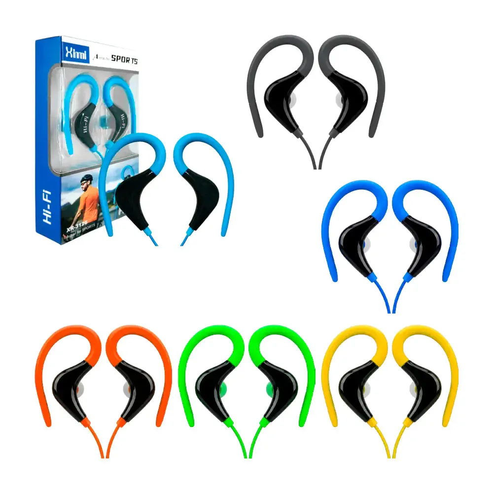 Audífonos deportivos alámbricos con entrada auxiliar 3.5mm, variedad de colores / hi-fi / xr-3126