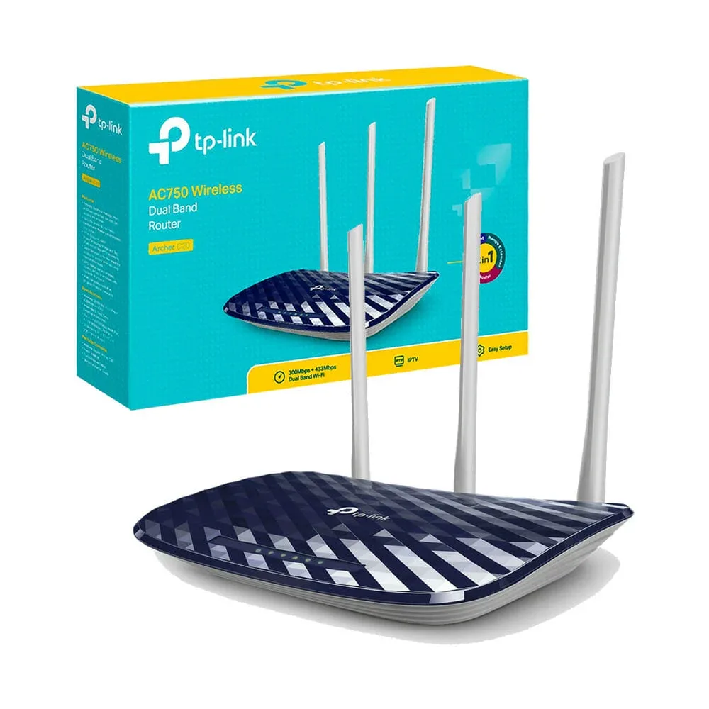 Router wi-fi inalámbrico tp-link ac750 doble banda con 4 antenas archer c20 / ac750 / ean-13 / ac1200
