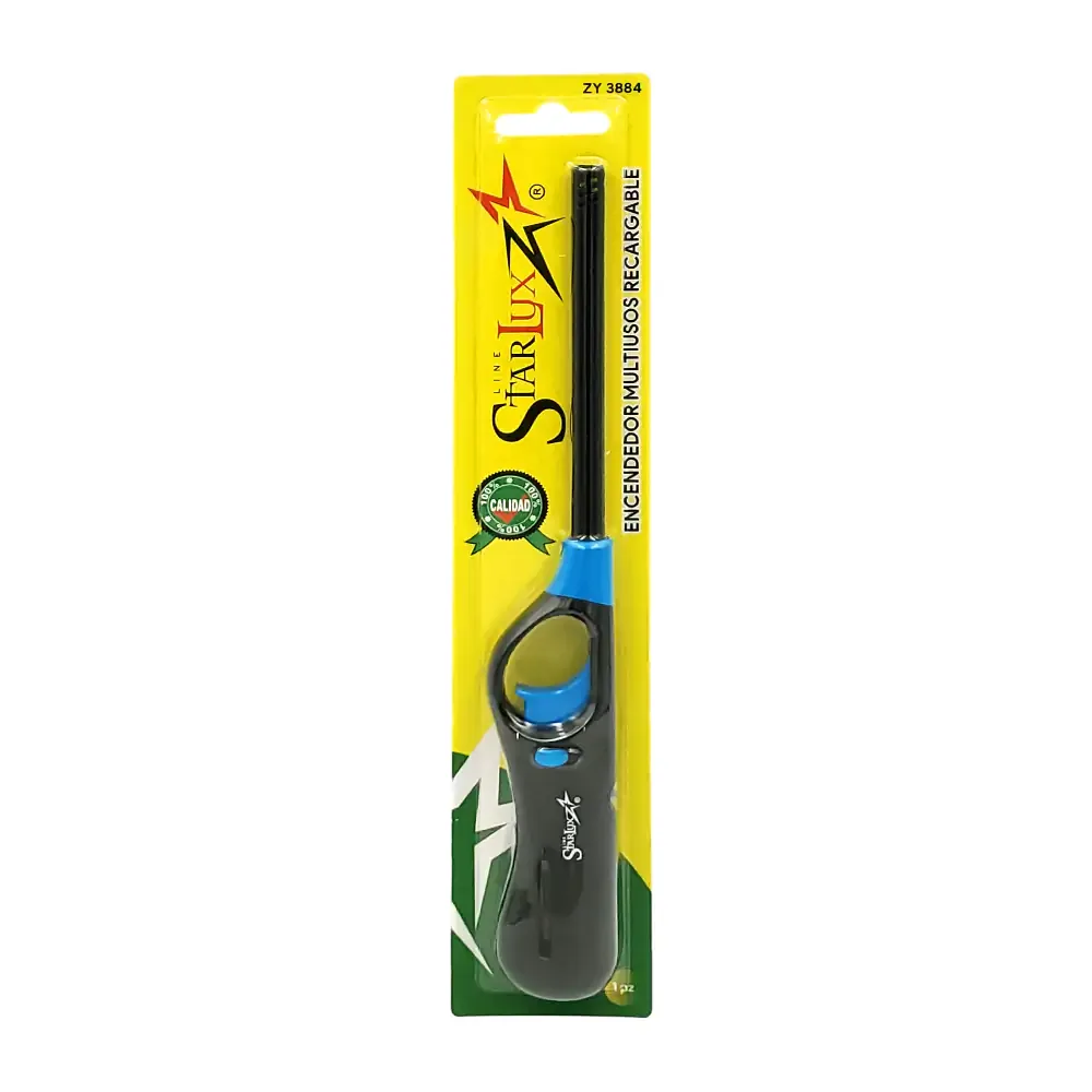 Encendedor starlux tipo antorcha, 26cm rellenable y con seguro, variedad de colores / zy-3884