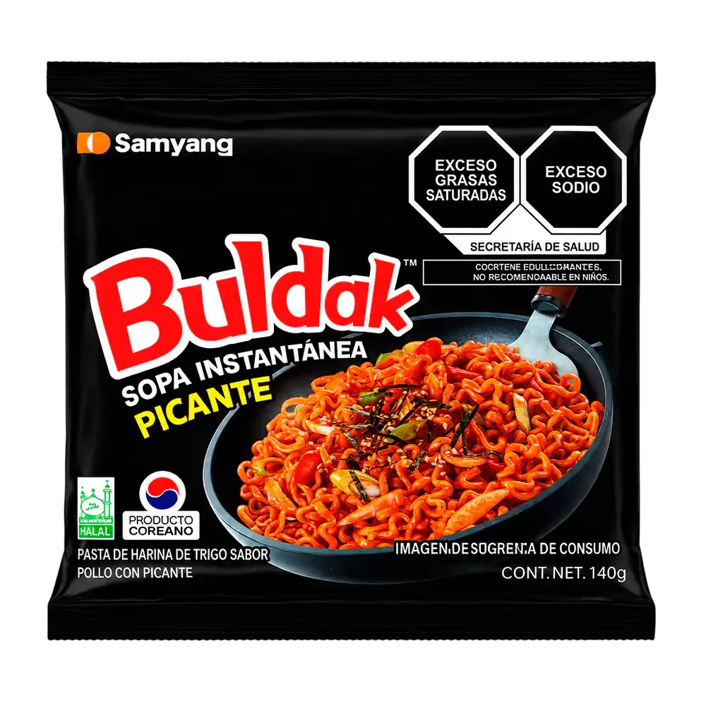 Sopa instantánea buldak sabor pollo picante, 140g, picor alto / 110502