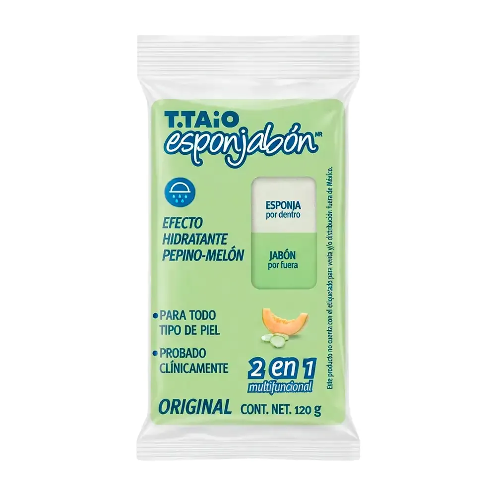 1pza esponjabón t.taio 2 en 1 efecto hidratante pepino melón, 120g / 305885