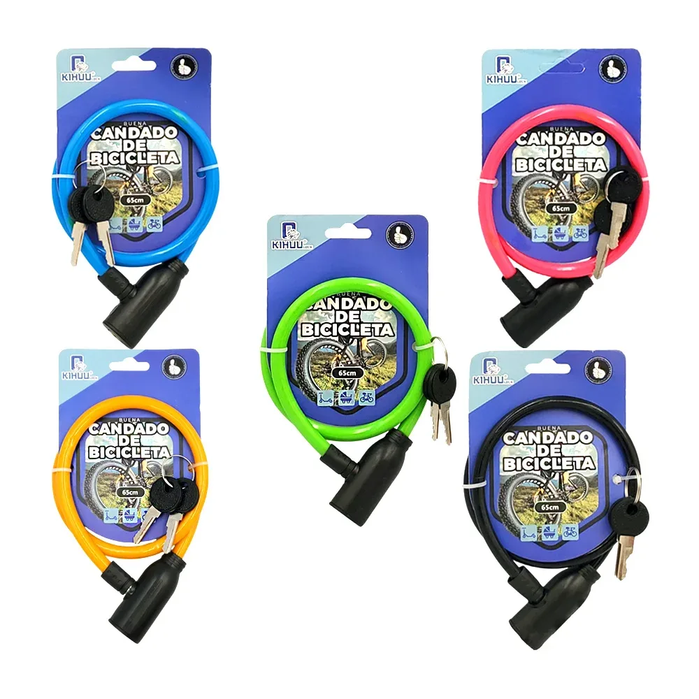 Candado kihuu de seguridad para bicicleta, 65cm, variedad de colores / tl44605
