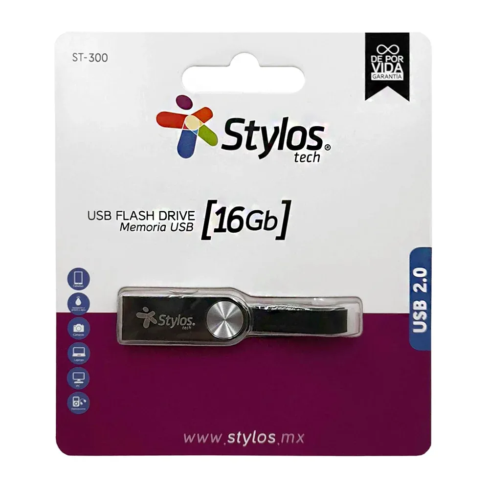 Memoria usb flash drive 2.0 pequeña de 16gb y argolla para colgar / stmus316b