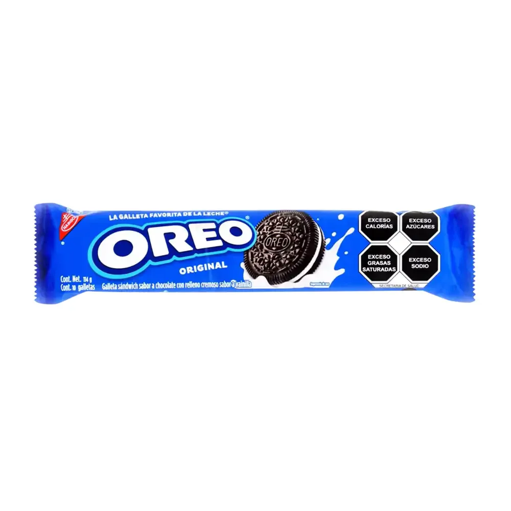 Paquete con 10 galletas oreo de 105g a 114g, vainilla, chocolate o clásicas