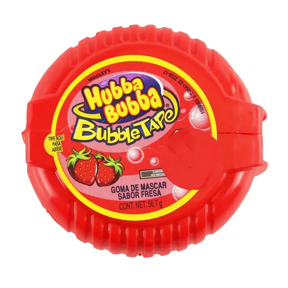 1pza hubba bubba bubble tape, goma de mascar sabor fresa, 56.7g / bubba-f