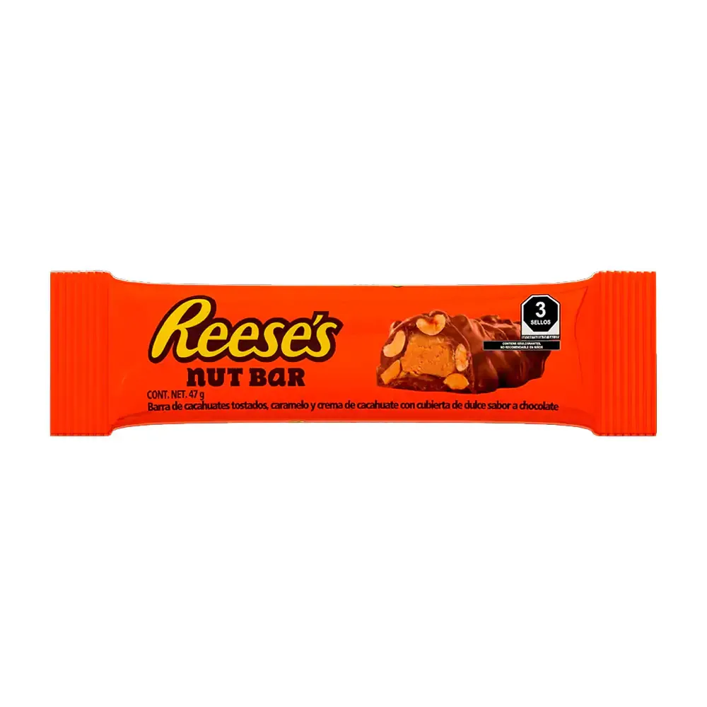 1pza reeses nut bar, Barra de Chocolate con Cacahuate y Caramelo, Sabor Cremoso  47g / 528318