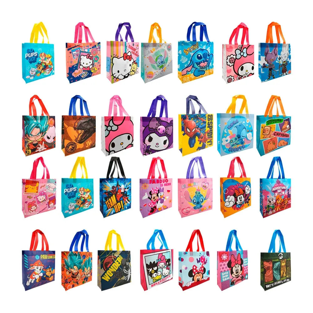 Bolsa chica ecológica con diseño variedad de personajes 25x25x8cm / R0X154