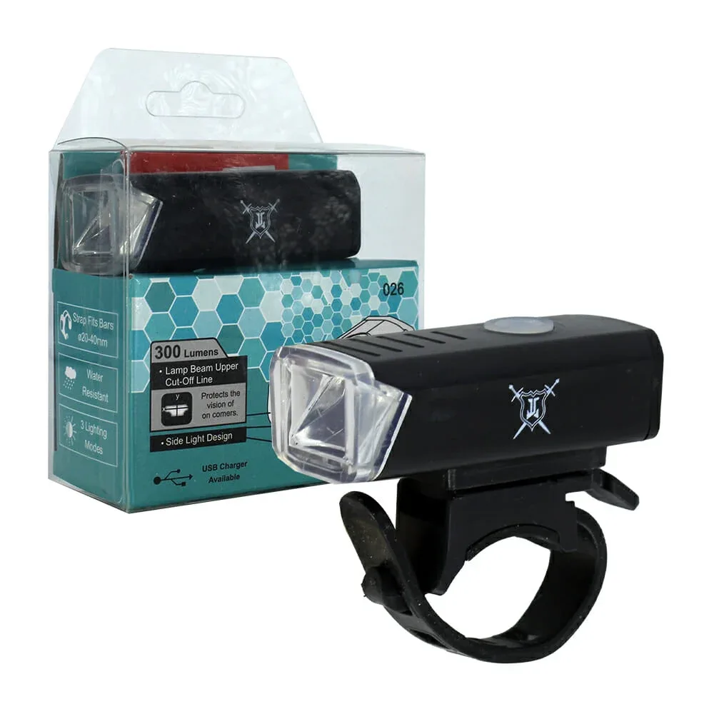 Lámpara led recargable con 300 lúmenes para bicicleta / 026 / t-606-hy026