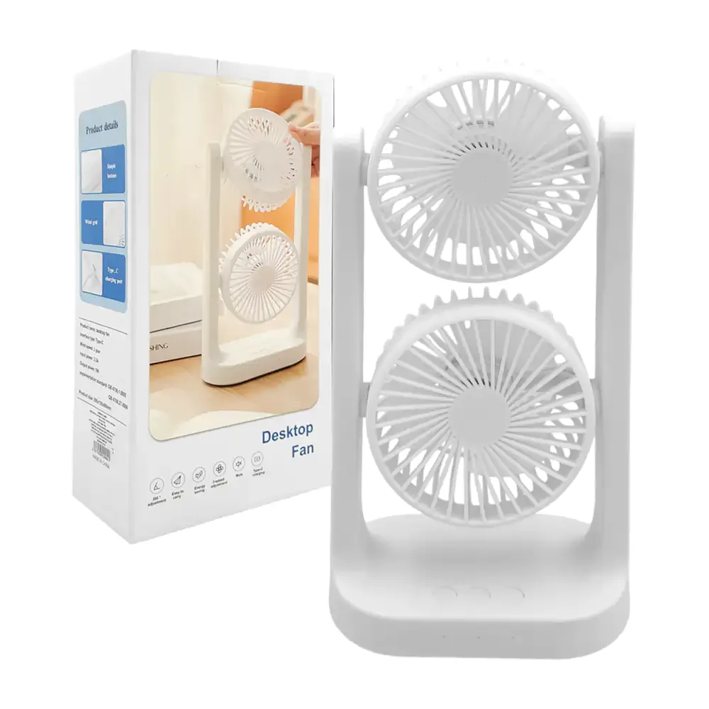 Ventilador doble tipo torre con ángulo ajustable con 3 botones + iluminación rgb