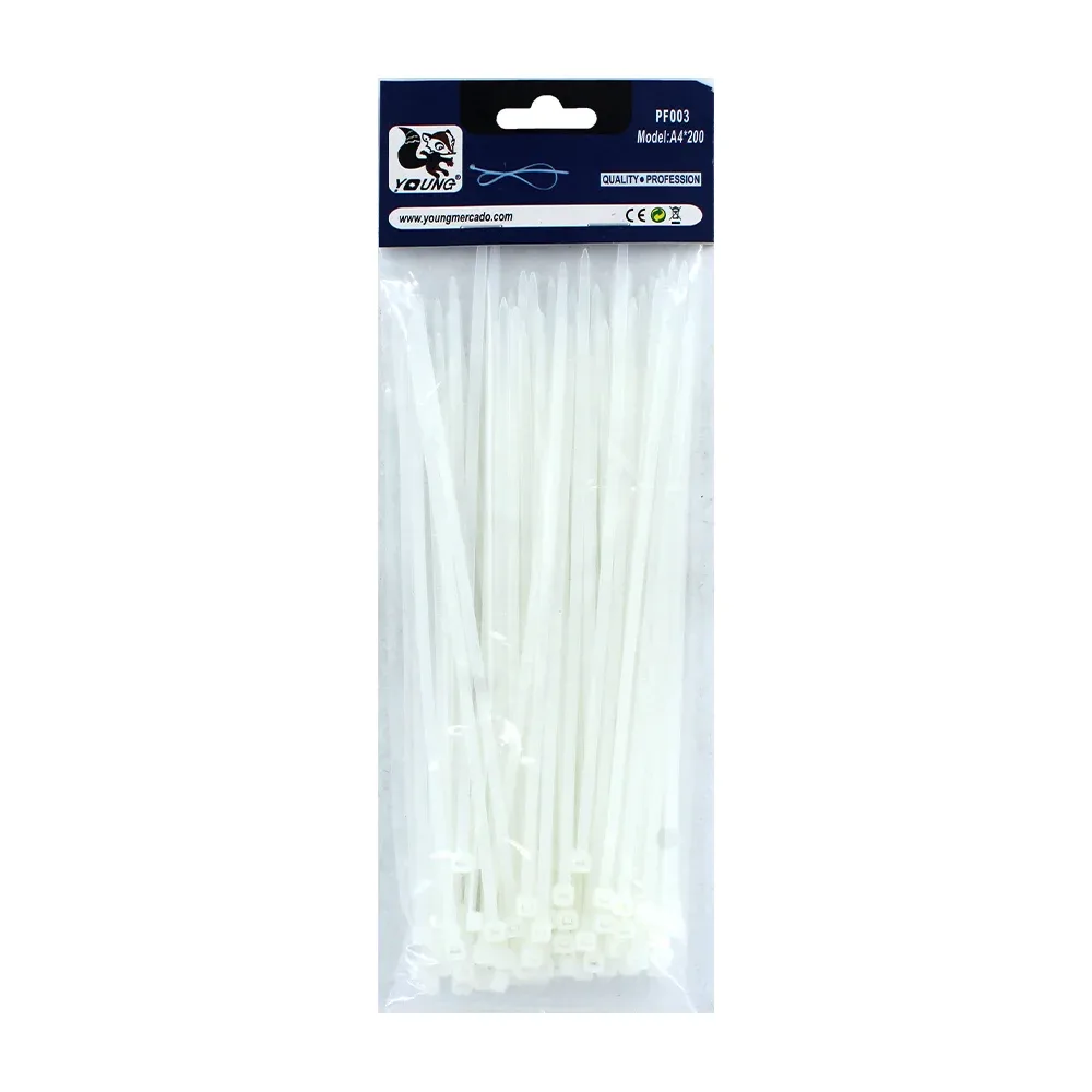 Paquete con 100 cinchos blancos de 4x200mm / Young / a4*200