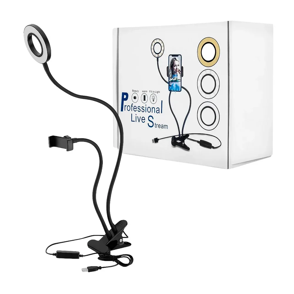 Aro de luz led pequeño con soporte flexible para teléfono / live stream / el-35