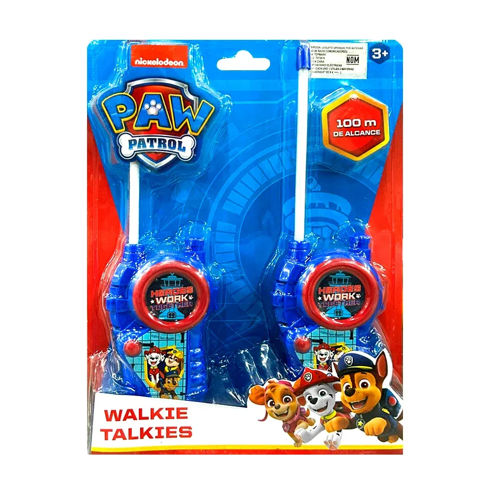 Set con 2 walkie talkie de juguete con diseño de paw patrol y alcance de 100 metros / t372676