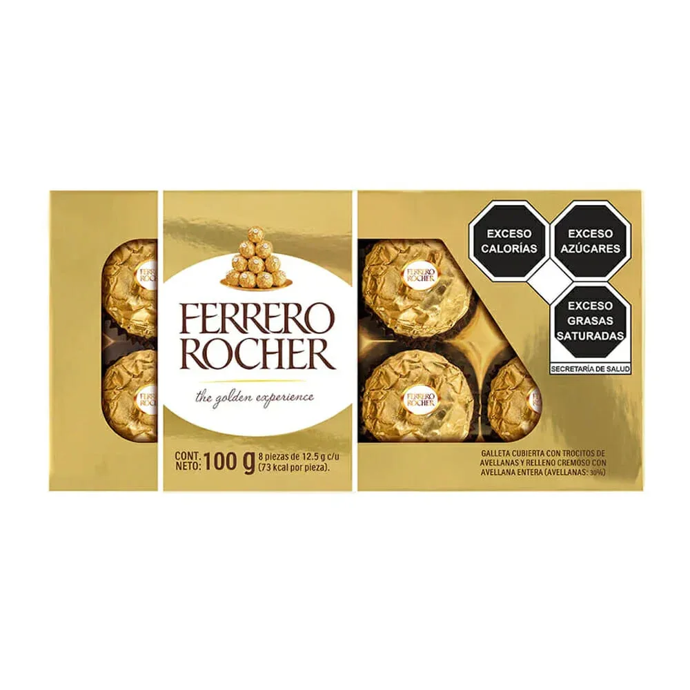 Chocolate ferrero rocher con 8 pzas, 100g / t10