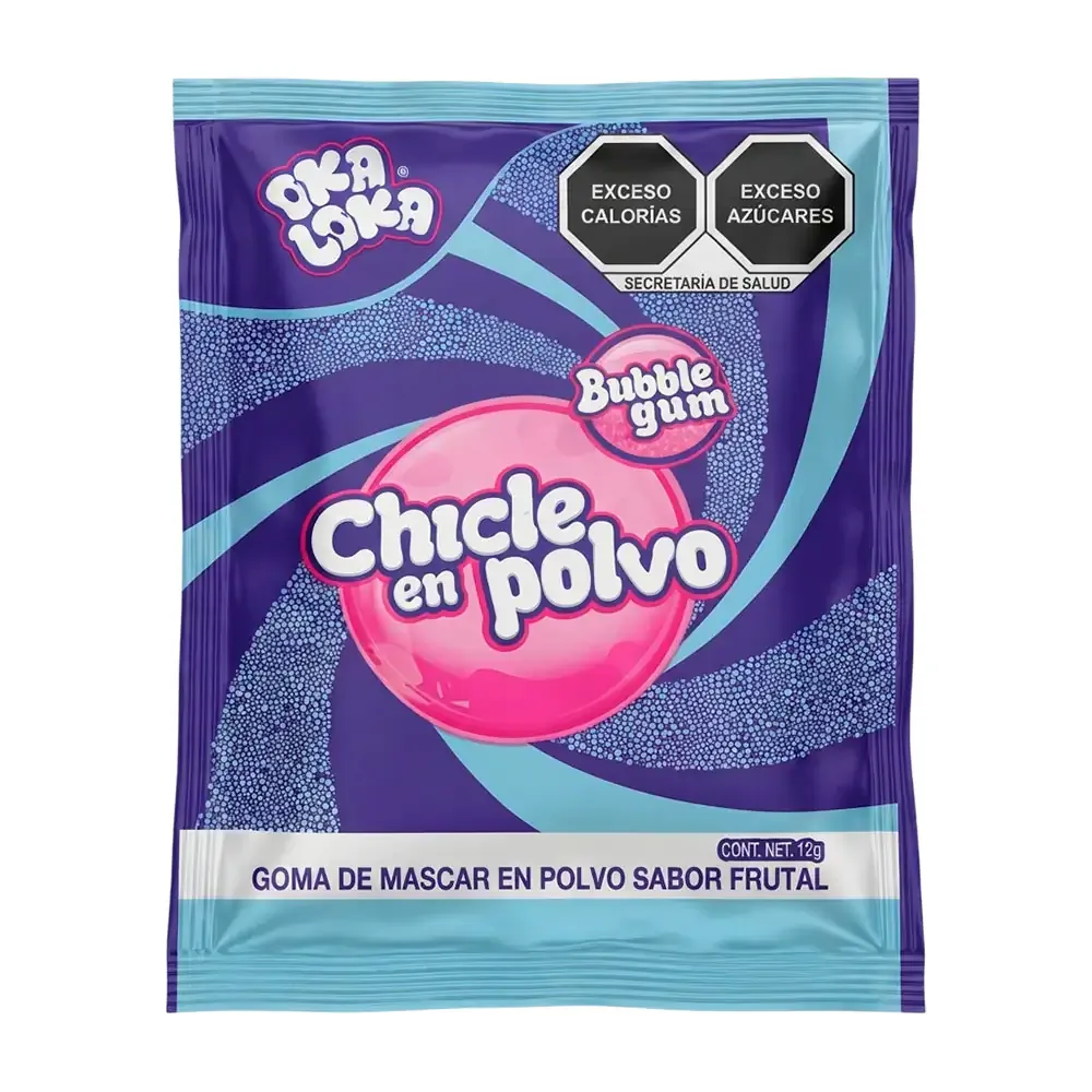 1pza sobre de chicle en polvo oka loka sabor frutal, 144g / 027271
