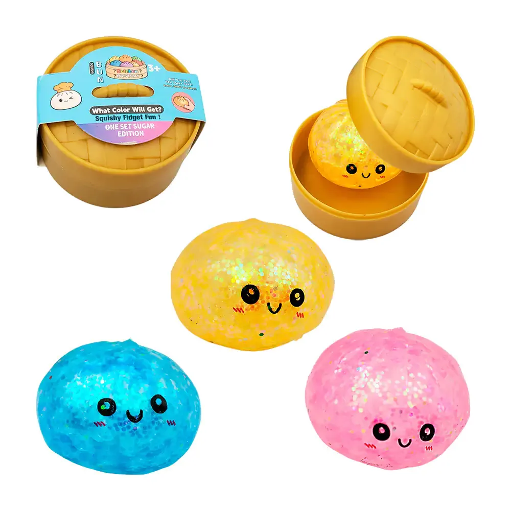 Mini squeeze misterioso en forma de dumplings, estuche tipo vaporera de bambú