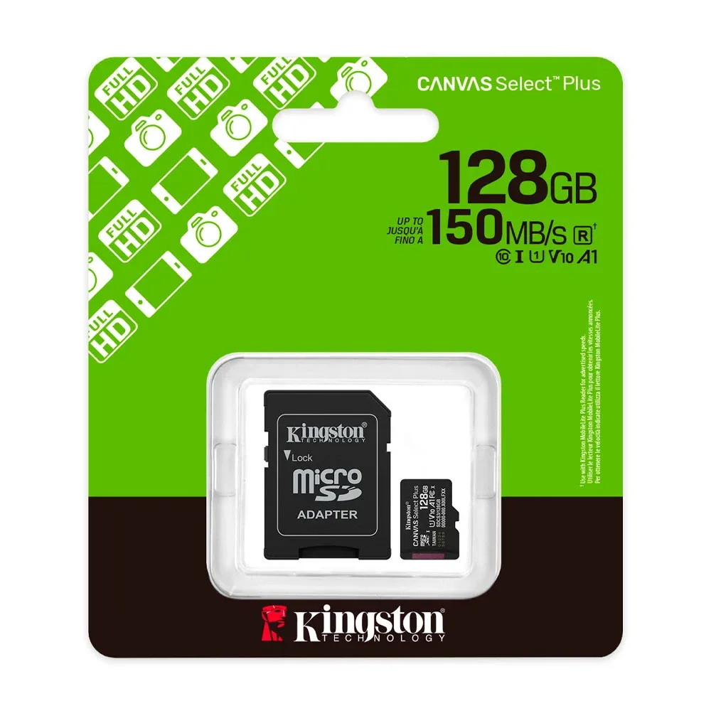 Memoria micro sd kingston con capacidad de 128gb-150mb/s y adaptador/sdcs3-128gb