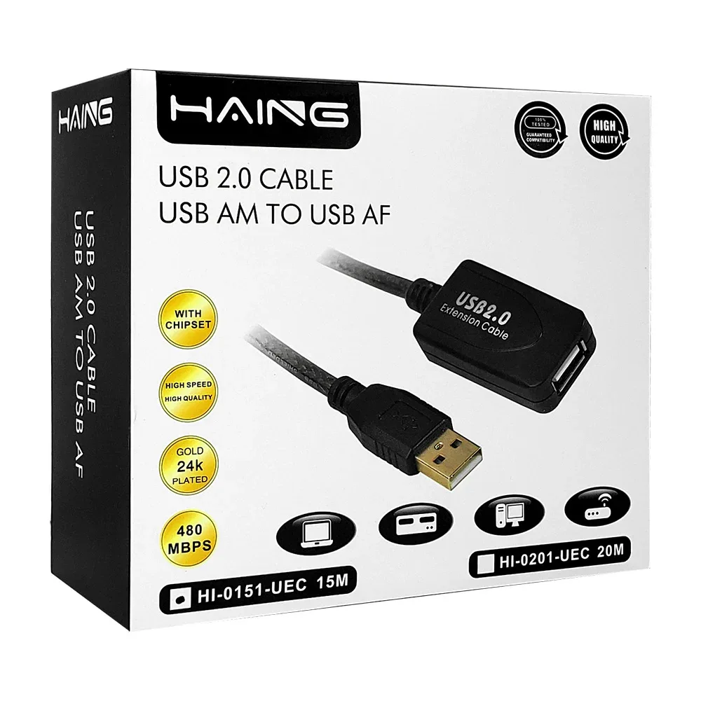 Extensión de cable usb 2.0 am a usb af con velocidad de 480 mbps y 15m / hi-0151-uec / hi-0151-utc / 902011