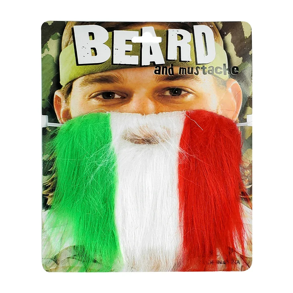 Barba falsa tricolor para fiesta / beard and mustache / pt10754