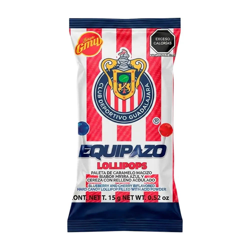 1pza Paleta equipazo lollipops sabor mora azul y cereza 15g / 019821