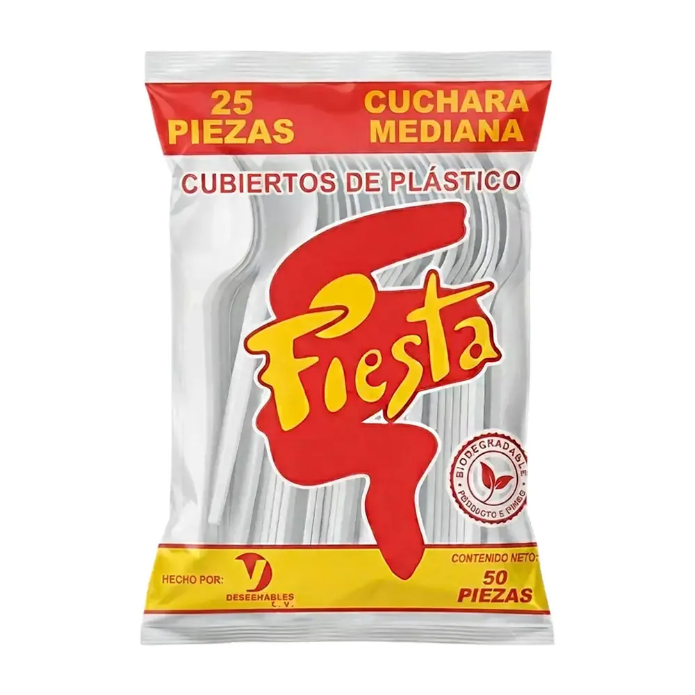 Paquete fiesta con 25 cucharas medianas de plástico / cu-me-visa