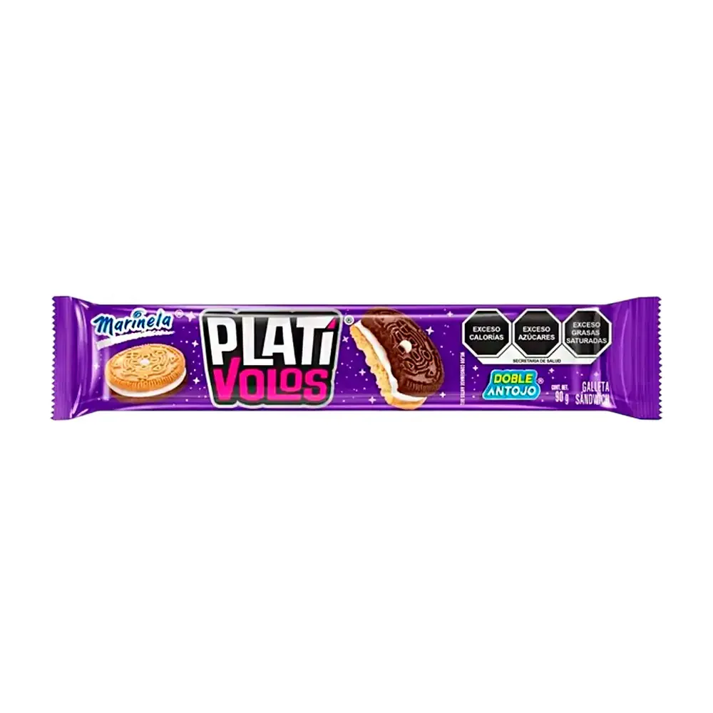 1pza paquete de galletas marinela Platívolos Sándwich 90 g, 72g / plati-volos