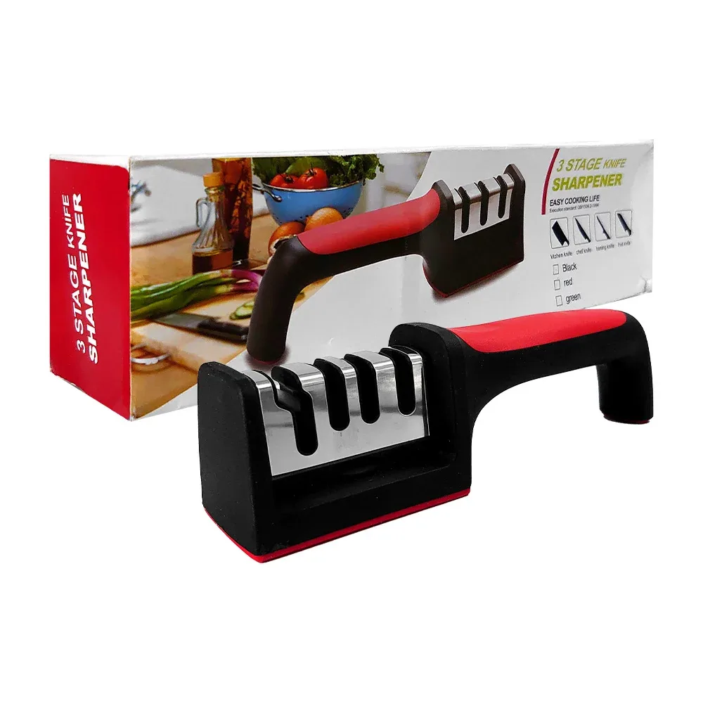 Afilador manual de cuchillos para cocina, variedad de colores/ 3 stage knife sharpener