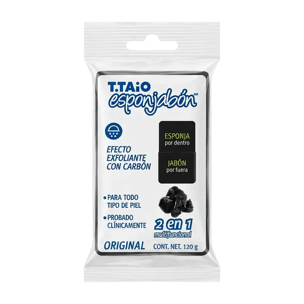 1pza esponjabón t.taio 2 en 1 efecto purificante con carbón 120g / 318410