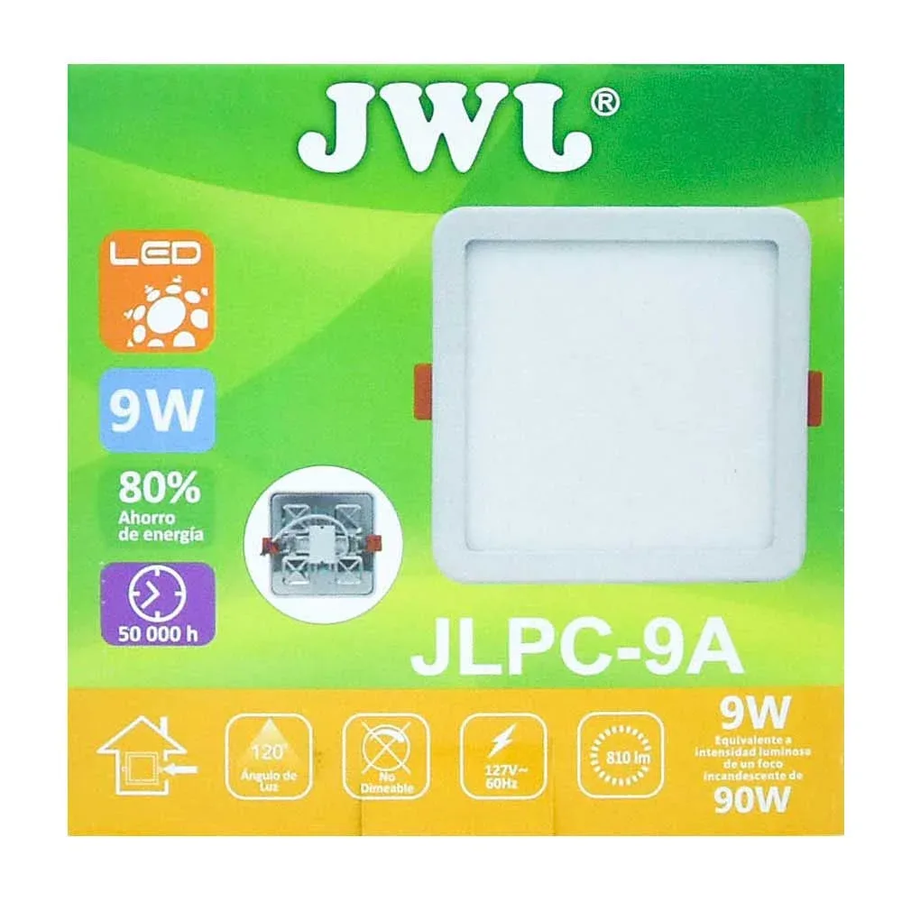 Plafón led 9w cuadrado ajustable de luz cálida jlpc-9ac