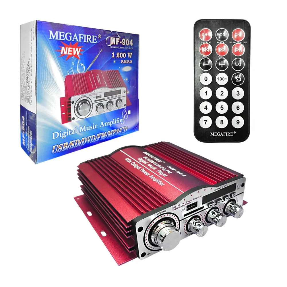 Amplificador de musica megafire multifuncional con entradas usb y tf / mf-904