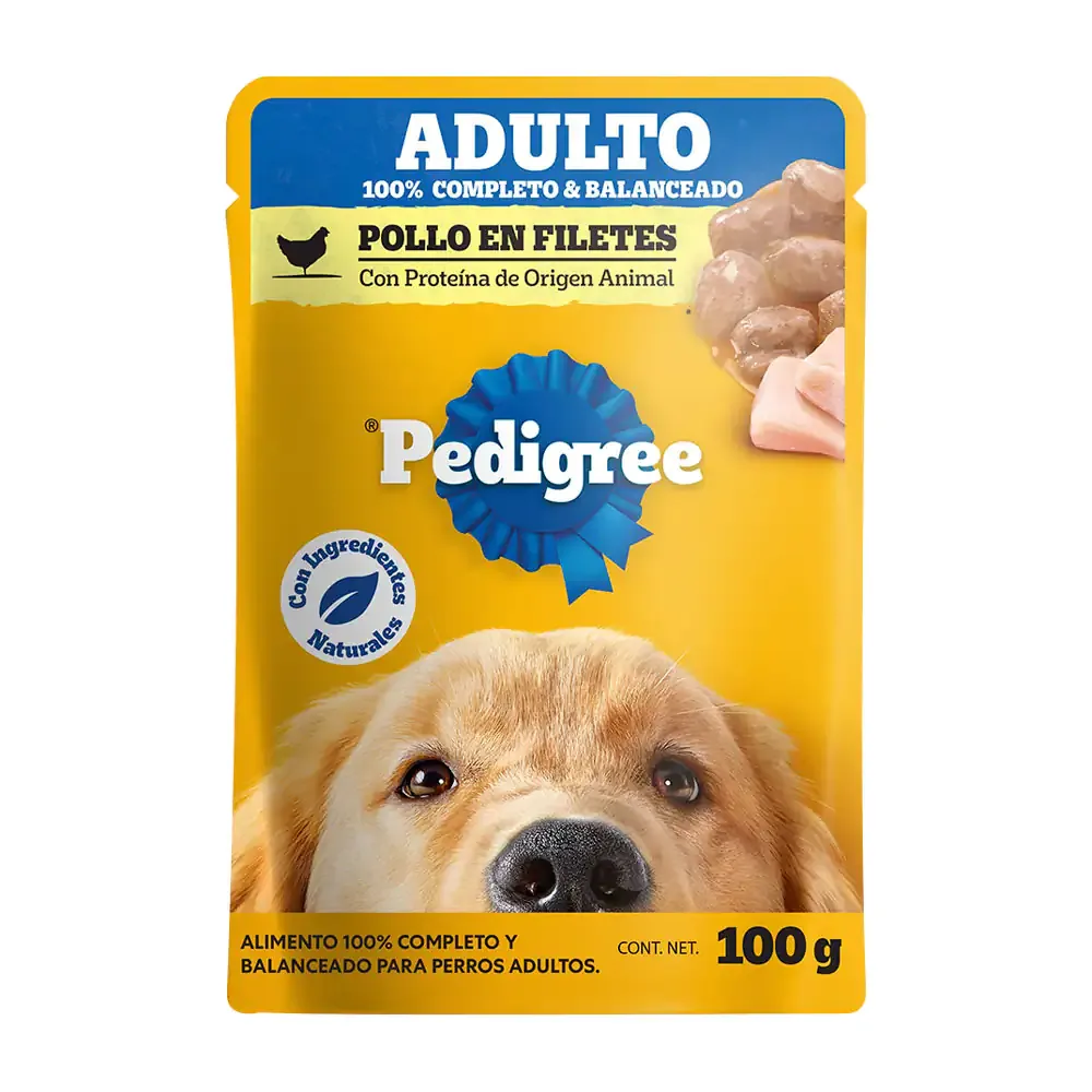 1pza alimento húmedo pedigree sabor pollo en filetes para perros adultos, 100g / 5914