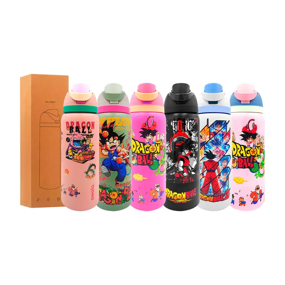 Termo de acero inoxidable con cierre y boquilla hermética de 32oz - 950ml, estampado dragon ball z