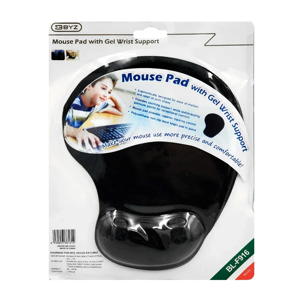 Mouse pad, diseño ergonómico con reposador de muñeca 23cm, variedad de colores