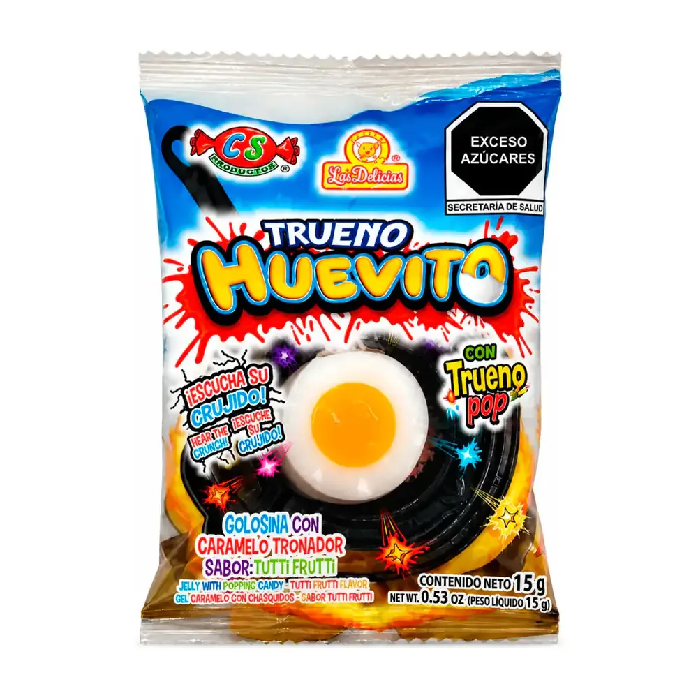 1pza sobre las delicias trueno huevito gomita con trueno pop sabores frutales, 15g / 019193