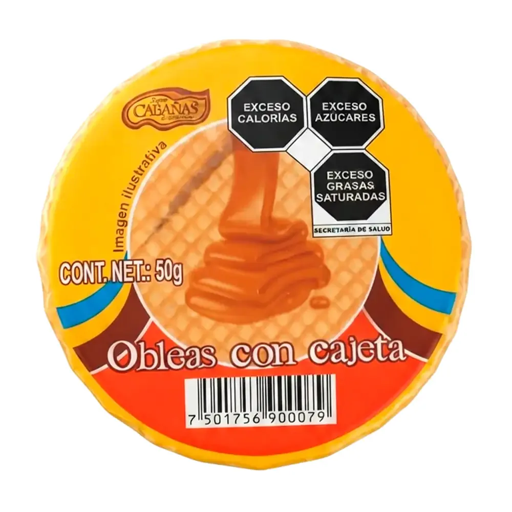 1pza obleas medianas super cabadas con relleno de cajeta, 50g / 900079