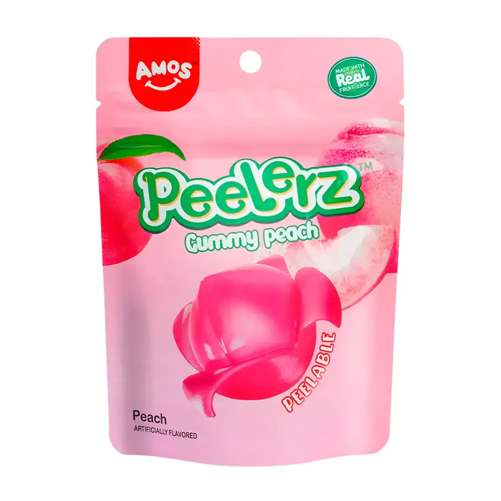 Bolsa con gomitas peelerz pelables con sabor a durazno, 65g / 082314