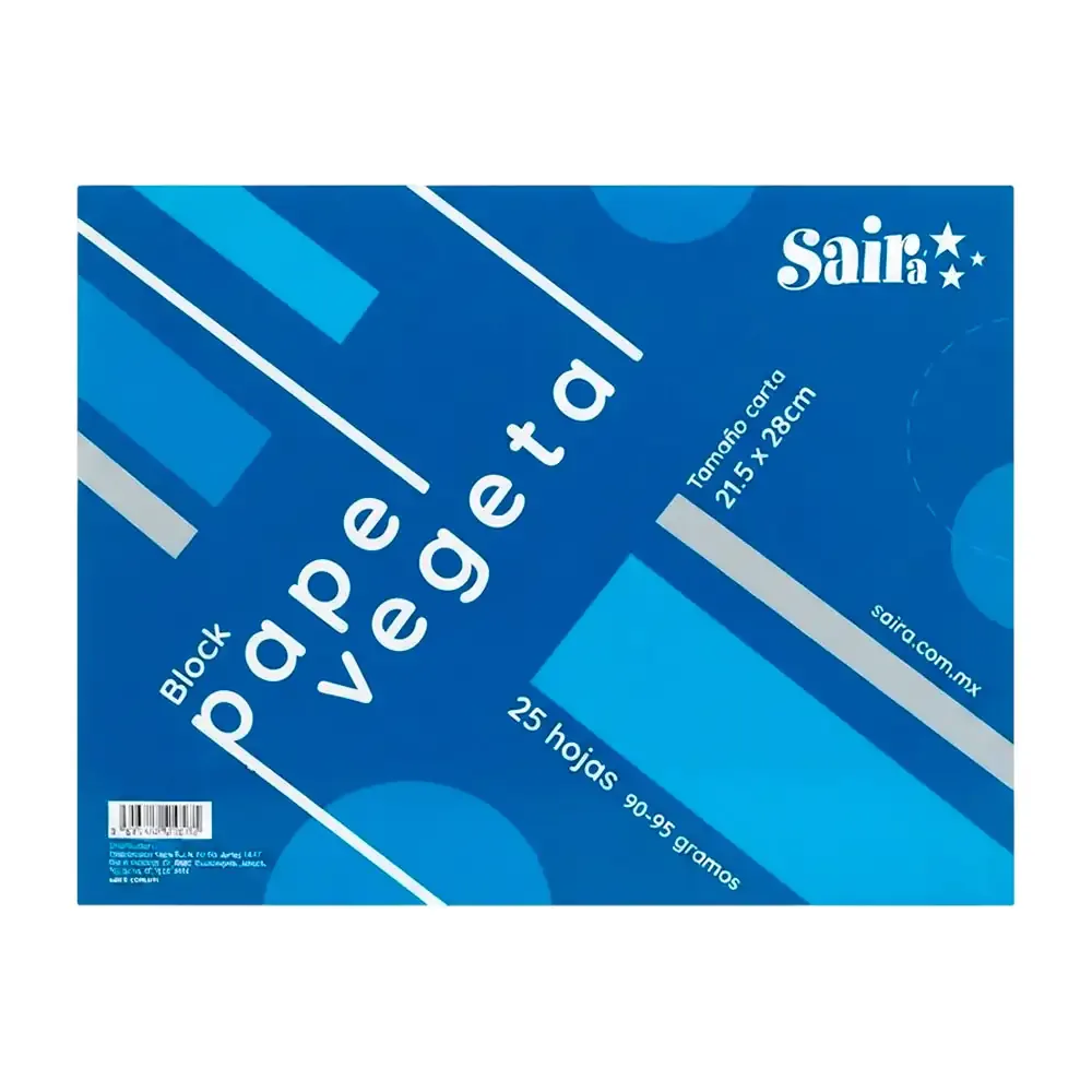 Block saira con 25 hojas de papel vegetal para dibujo tamaño carta