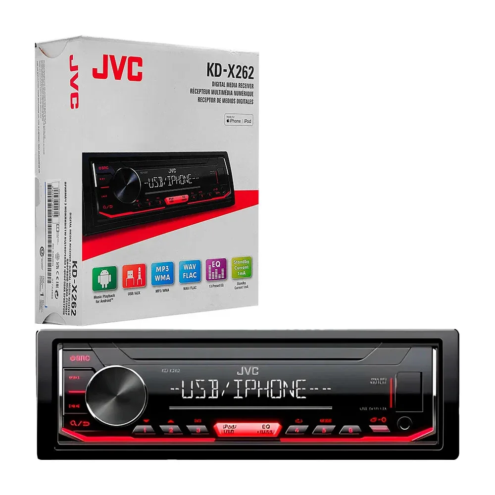 Autoestereo jvc digital, con múltiples conexiones, radio fm / kd-x262