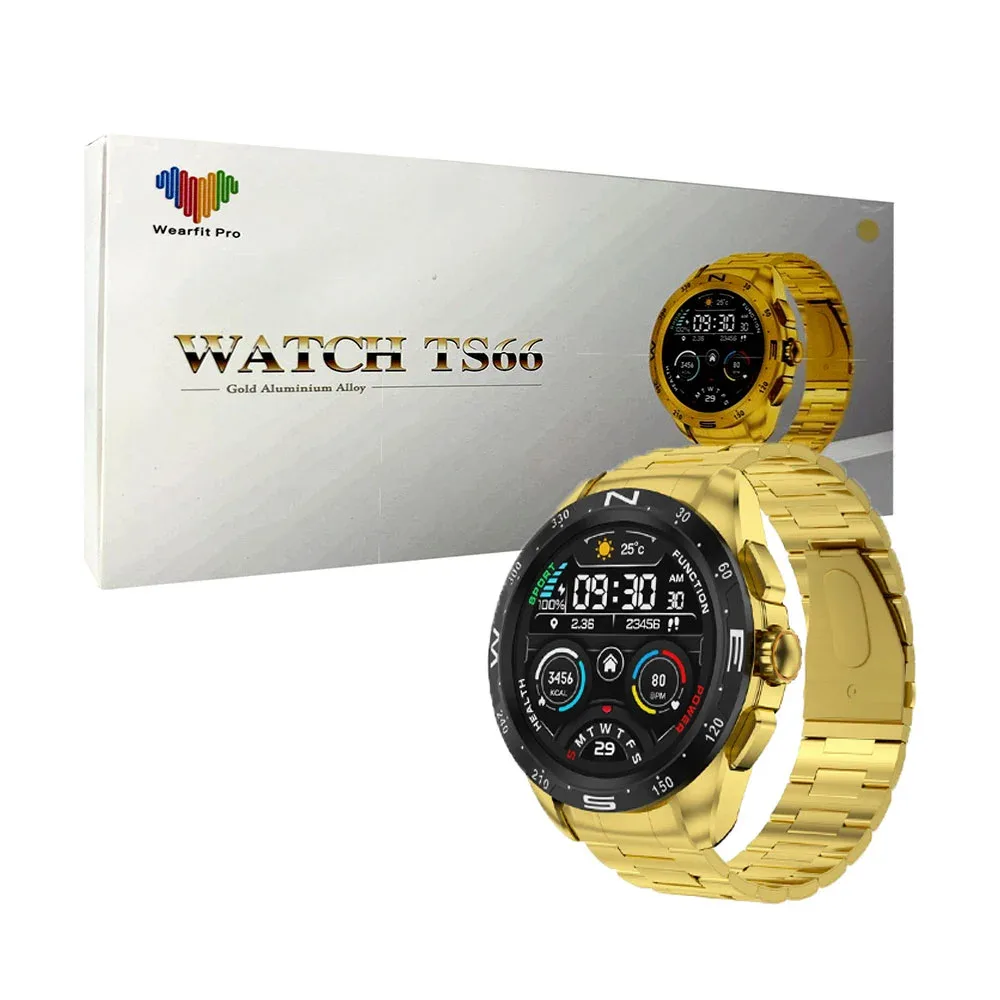Reloj smartwatch redondo ts66 con carga inalámbrica y correa metálica / ts66