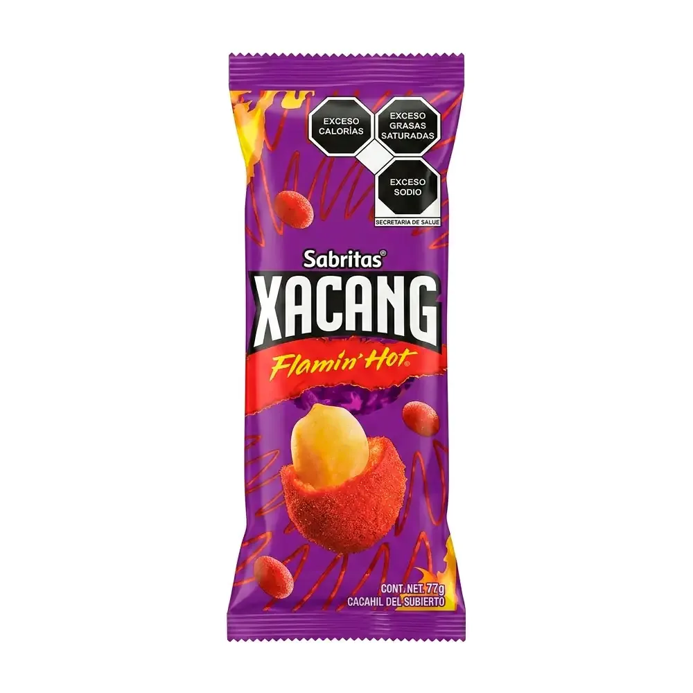 1pza bolsa de cacahuates sabritas kacang flamin hot, 77g / 028672