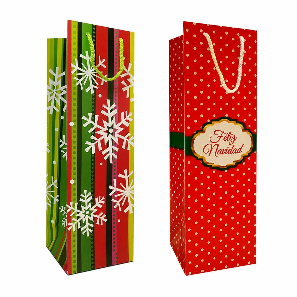 1pza Bolsa botellera granmark con diseño temático navideño para regalo, variedad de diseños / 836-navi