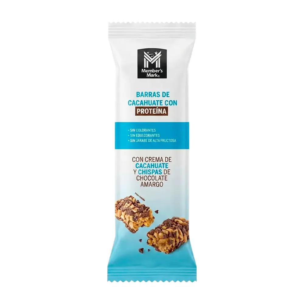 1pza barra de cacahuate members mark con crema de cacahuate y chispas de chocolate amargo 35g / 026933