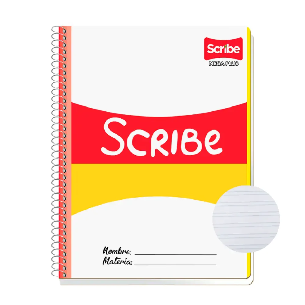 1pza cuaderno profesional scribe con 100 hojas doble raya, variedad de colores / 1047 / 7514