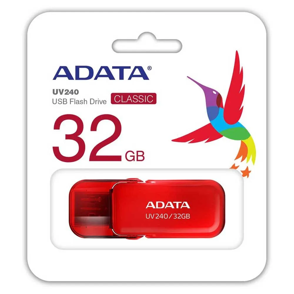 Memoria usb 2.0 flash drive adata uv240 color roja con capacidad de 32gb / auv240