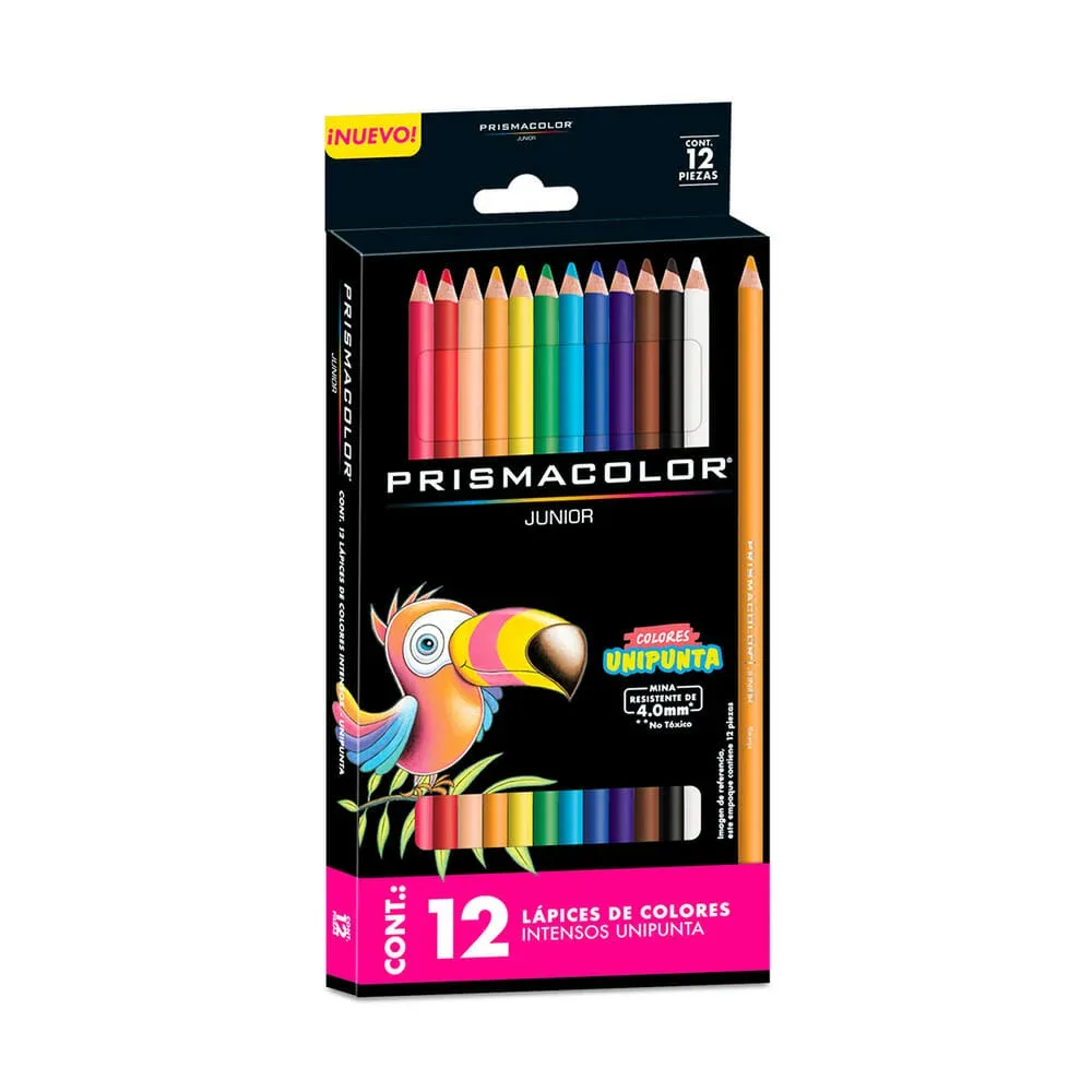 Caja de 12 lápices de colores intensos prismacolor junior con unipunta de 4.0mm / 014815 / 611