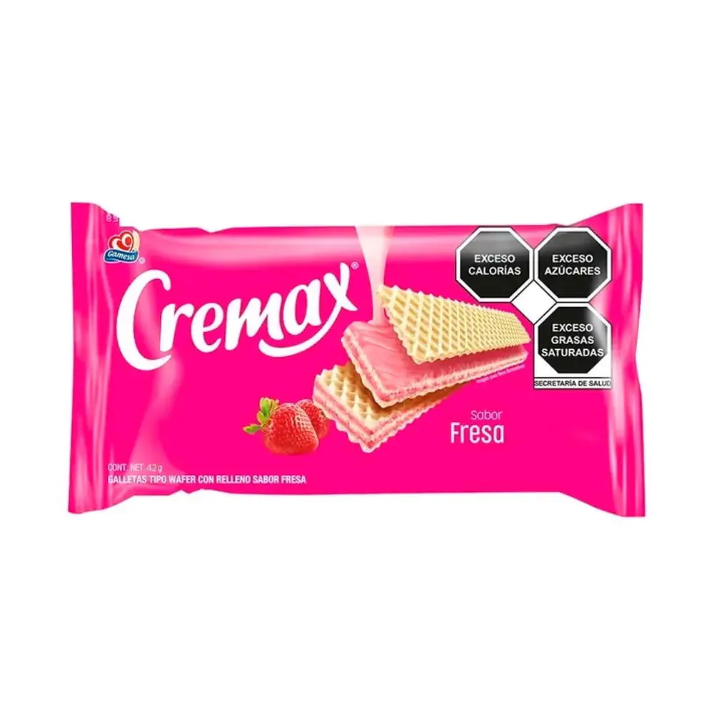 Paquete de galletas cremax rellenas de fresa, 42g / cremax-f