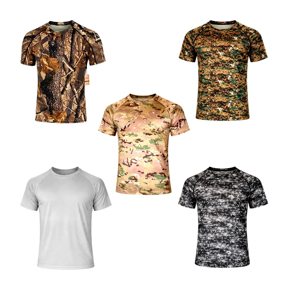 Playera de cuello redondo, manga corta, estampado tipo militar o liso, variedad de tallas / lml-3915 / R0X5 / 351 / 355 / 356